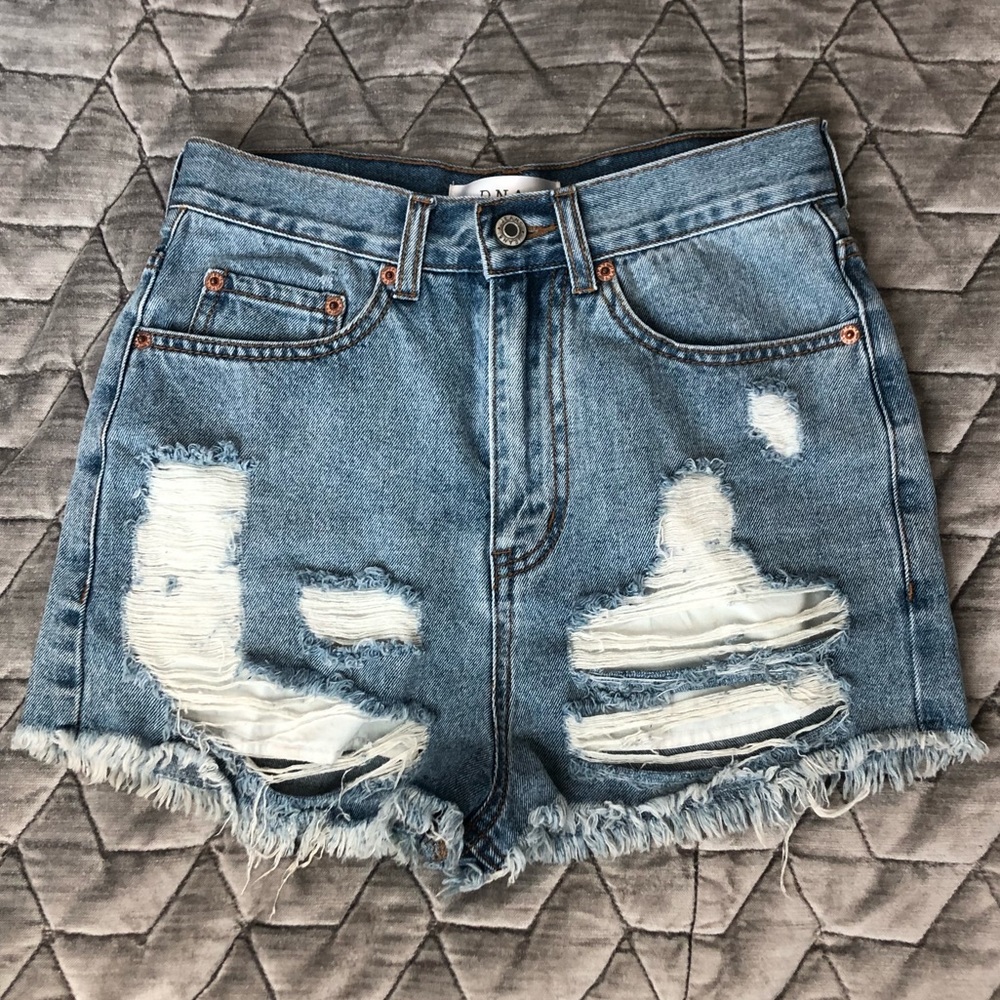 DNA Distressed High Waisted Denim Shorts